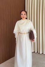 Lace Elbise - Krem
