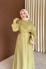 Lace Elbise - Yağ Yeşili