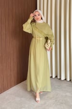 Lace Elbise - Yağ Yeşili