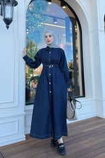 Mina Denim Elbise - Lacivert