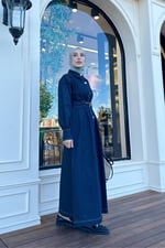 Mina Denim Elbise - Lacivert