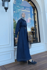 Mina Denim Elbise - Lacivert
