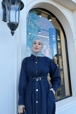 Mina Denim Elbise - Lacivert