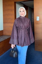 Mina Denim Gömlek - Bordo