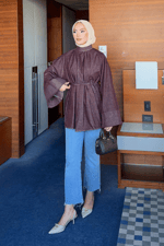 Mina Denim Gömlek - Bordo
