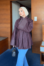 Mina Denim Gömlek - Bordo