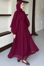 Monica Şifon Elbise - Bordo