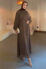 Monica Şifon Elbise - Vizon