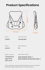LOBOO BMW R1300 GS ve ADV TUR CAMI KOYU GRİ