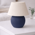 Modern Ribbed Masa Abajuru | Tek Renk Minimal Tasarım (Modern Lacivert)