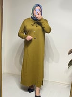 YAĞ YEŞİLİ TRİKO ELBİSE