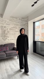 Balıkçı yaka ikili takım Siyah