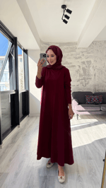 Basic Elbise Bordo