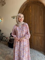 Çiçek desen Elbise Pembe