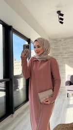 Fermuarlı Elbise Gül