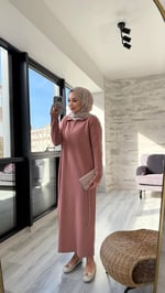 Fermuarlı Elbise Gül