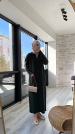 Fermuarlı Elbise Zümrüt
