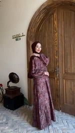 Şal desen Elbise Bordo