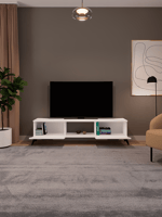 Sahra 2 Kapaklı Tv Ünitesi Ayaklı Modern Tv Sehpası 140 cm - Beyaz