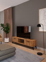 Sahra 2 Kapaklı Tv Ünitesi Ayaklı Modern Tv Sehpası 140 cm - Atlantik Çam
