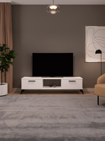 Sahra 2 Kapaklı Tv Ünitesi Ayaklı Modern Tv Sehpası 140 cm - Beyaz