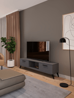 Sahra 2 Kapaklı Tv Ünitesi Ayaklı Modern Tv Sehpası 140 cm - Antrasit