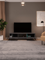 Sahra 2 Kapaklı Tv Ünitesi Ayaklı Modern Tv Sehpası 140 cm - Antrasit
