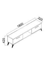 Sahra 2 Kapaklı Tv Ünitesi Ayaklı Modern Tv Sehpası 180 cm - Antrasit