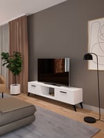 Sahra 2 Kapaklı Tv Ünitesi Ayaklı Modern Tv Sehpası 140 cm - Beyaz