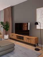 Sahra 2 Kapaklı Tv Ünitesi Ayaklı Modern Tv Sehpası 180 cm - Atlantik Çam