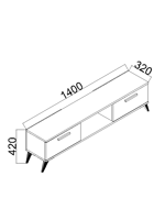 Sahra 2 Kapaklı Tv Ünitesi Ayaklı Modern Tv Sehpası 140 cm - Beyaz