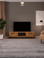 Sahra 2 Kapaklı Tv Ünitesi Ayaklı Modern Tv Sehpası 140 cm - Atlantik Çam
