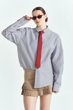 DIDDY GALLERY PREMIUM BASKI OVERSİZE ÇİZGİLİ GÖMLEK
