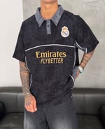 NAKIŞLI POLO YAKA OVERSİZE TSHİRT