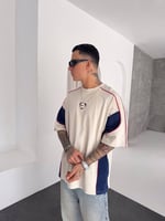 Nk KREM BİYELİ OVERSİZE TSHİRT