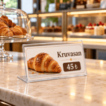 8x5 cm şeffaf pleksi L tipi yatay föylük fiyat etiketi standı