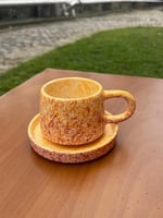 Sarı & Pembe Geçişli Çini Tabaklı Kupa