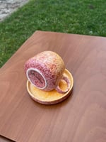 Sarı & Pembe Geçişli Çini Tabaklı Yuvarlak kulp