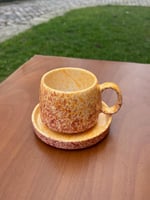 Sarı & Pembe Geçişli Çini Tabaklı Yuvarlak kulp