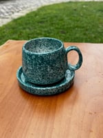 Yeşil & Beyaz  Geçişli Çini Tabaklı Yuvarlak Kulp