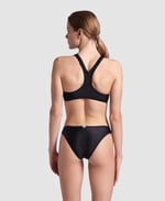 WOMENS ARENA LOGO BRASSIERE BIKINI RACER BACK WHITE MULTI-BLACK-BLACK