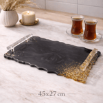 Luxury Black - Büyük Tepsi - Siyah