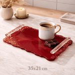 Red Stream - Küçük Tepsi - Bordo (35x21 cm)