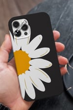 Çiçek Tasarımlı Premium Telefon Kılıfı Siyah