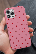 İphone Uyumlu Mini Kalpler Tasarımlı Premium Telefon Kılıfı Şeker Pembe (Model Seçiniz)
