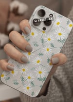 İphone Uyumlu Papatyalar Tasarımlı Şeffaf Telefon Kılıfı (Model Seçiniz)
