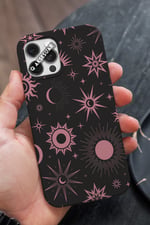 İphone Uyumlu Pembe Yıldıız Premium Telefon Kılıfı Siyah (Model Seçiniz)