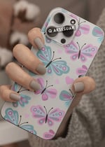 İphone Uyumlu Renkli Kelebek Tasarımlı Şeffaf Telefon Kılıfı (Model Seçiniz)