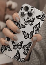 İphone Uyumlu Siyah Kelebek Tasarımlı Şeffaf Telefon Kılıfı (Model Seçiniz)