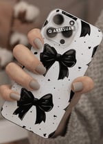 İphone Uyumlu Siyah Kurdele Tasarımlı Şeffaf Telefon Kılıfı (Model Seçiniz)